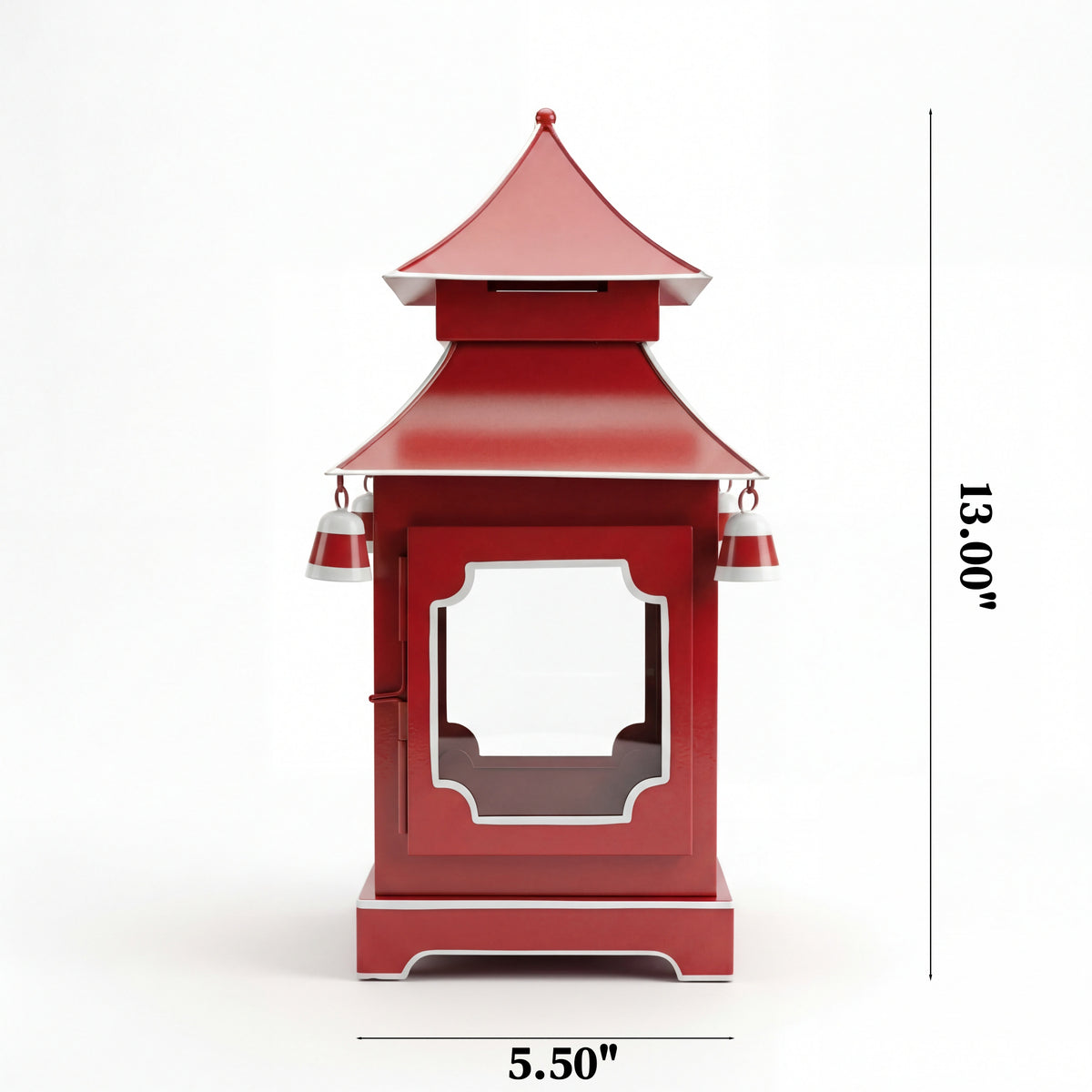 CHINOISERIE Red Pagoda Lantern Set of 2