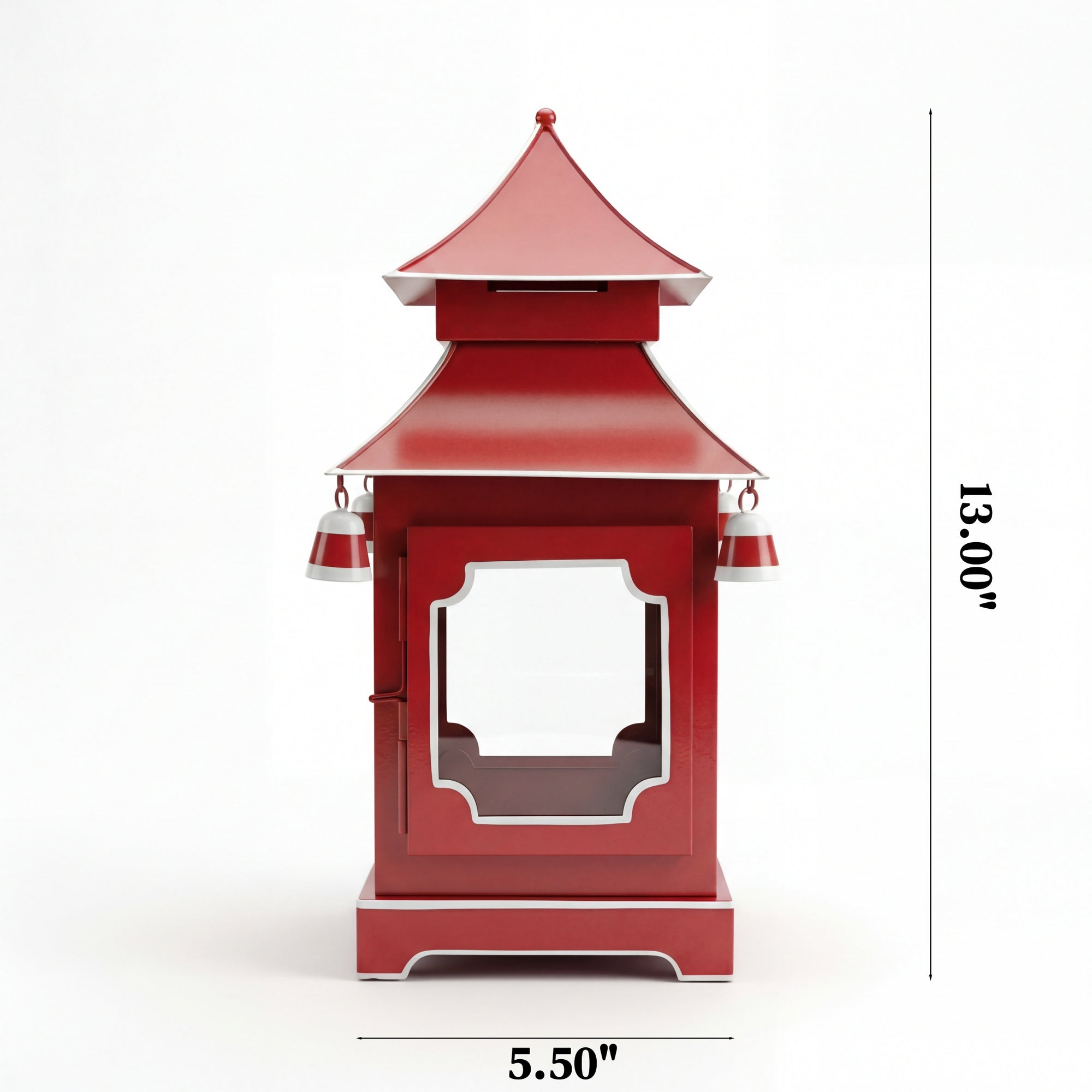 CHINOISERIE RED PAGODA LANTERN SET OF 2