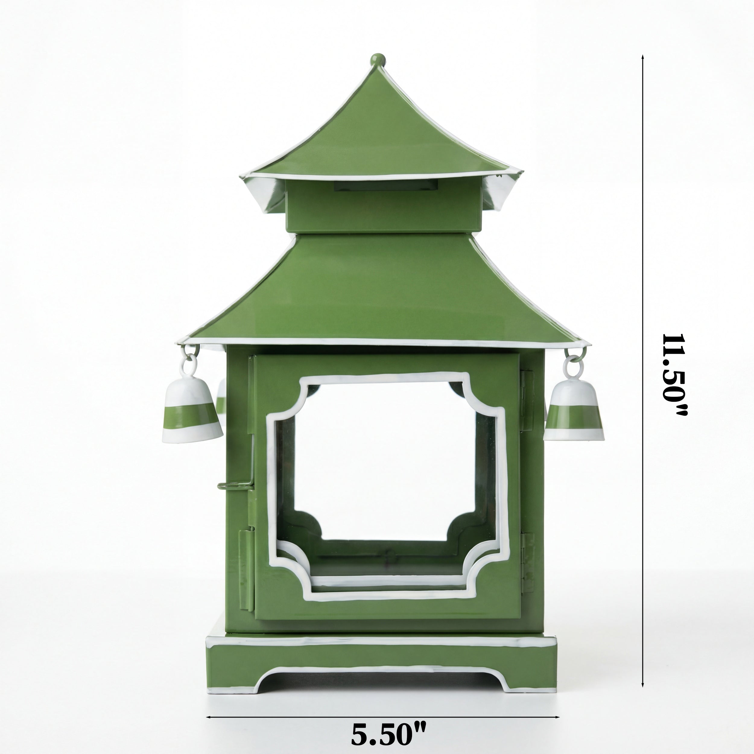 CHINOISERIE Green Pagoda Lantern 11.5" Set of 2