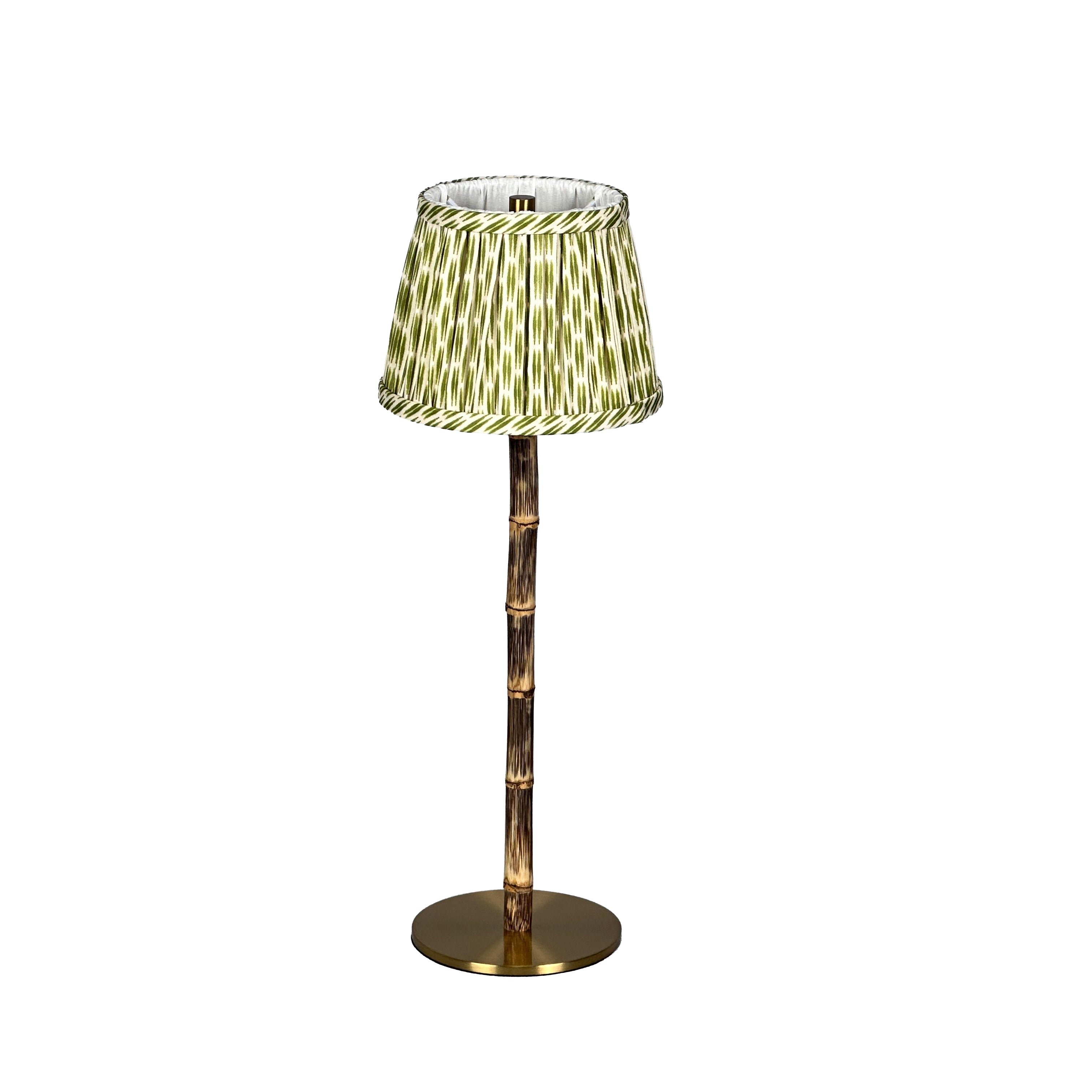 BAMBOOTIC Rechargeable Lamp with Oriental Gardenia Silk Lampshade