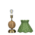 RADEN WICKER Rechargeable Lamp with Olive Seagrass Lampshade