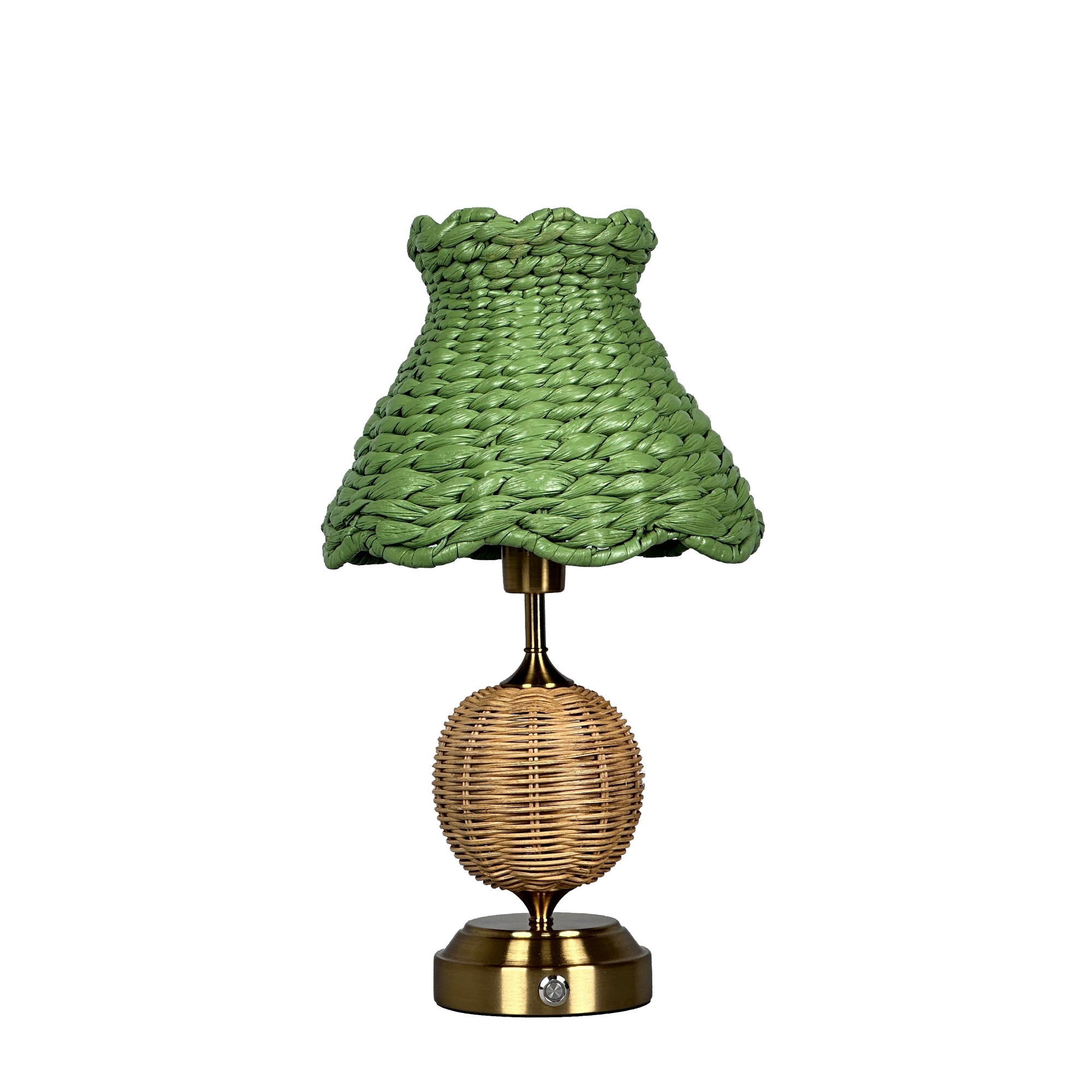 RADEN WICKER Rechargeable Lamp with Olive Seagrass Lampshade