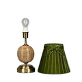 RADEN WICKER Rechargeable Lamp with 7.1" Olive Green Velvet Lampshade
