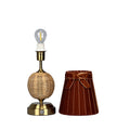 RADEN WICKER Rechargeable Lamp with 5.5" Burnt Orange Velvet Lampshade