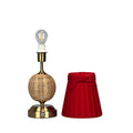 RADEN WICKER Rechargeable Lamp with 5.1" Marilyn Velvet Lampshade
