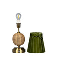 RADEN WICKER Rechargeable Lamp with 5.5" Olive Green Velvet Lampshade