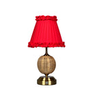 RADEN WICKER Rechargeable Lamp with Red Brick Frilled Fabric Lampshade