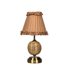 RADEN WICKER Rechargeable Lamp with Camel Frilled Fabric Lampshade