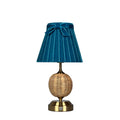 RADEN WICKER Rechargeable Lamp with 7.1" Teal Velvet Lampshade
