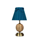 RADEN WICKER Rechargeable Lamp with 7.1" Teal Velvet Lampshade
