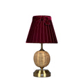 RADEN WICKER Rechargeable Lamp with 7.1" Vampire Velvet Lampshade