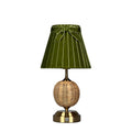 RADEN WICKER Rechargeable Lamp with 7.1" Olive Green Velvet Lampshade