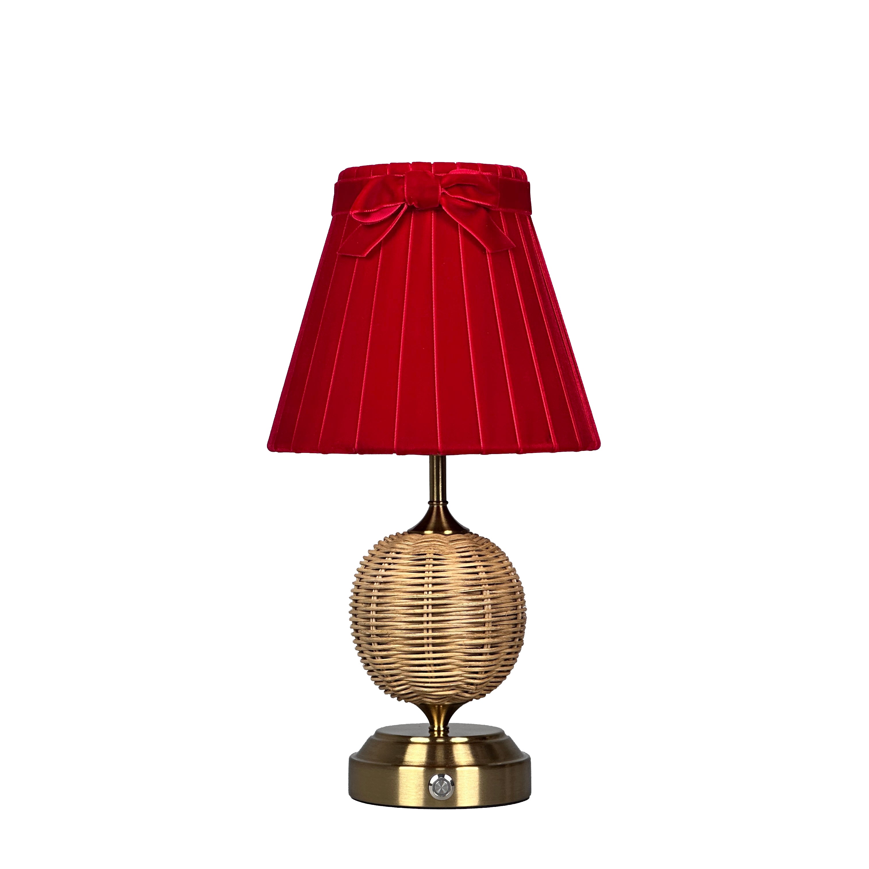 RADEN WICKER Rechargeable Lamp with 7.1" Marilyn Velvet Lampshade