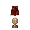 RADEN WICKER Rechargeable Lamp with 5.5" Burnt Orange Velvet Lampshade