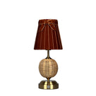 RADEN WICKER Rechargeable Lamp with 5.5" Burnt Orange Velvet Lampshade