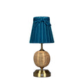 RADEN WICKER Rechargeable Lamp with 5.5" Teal Velvet Lampshade