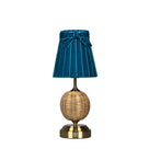 RADEN WICKER Rechargeable Lamp with 5.5" Teal Velvet Lampshade