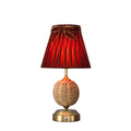 RADEN WICKER Rechargeable Lamp with 7.1" Burnt Orange Velvet Lampshade