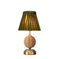 RADEN WICKER Rechargeable Lamp with 7.1" Olive Green Velvet Lampshade