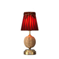 RADEN WICKER Rechargeable Lamp with 5.5" Burnt Orange Velvet Lampshade
