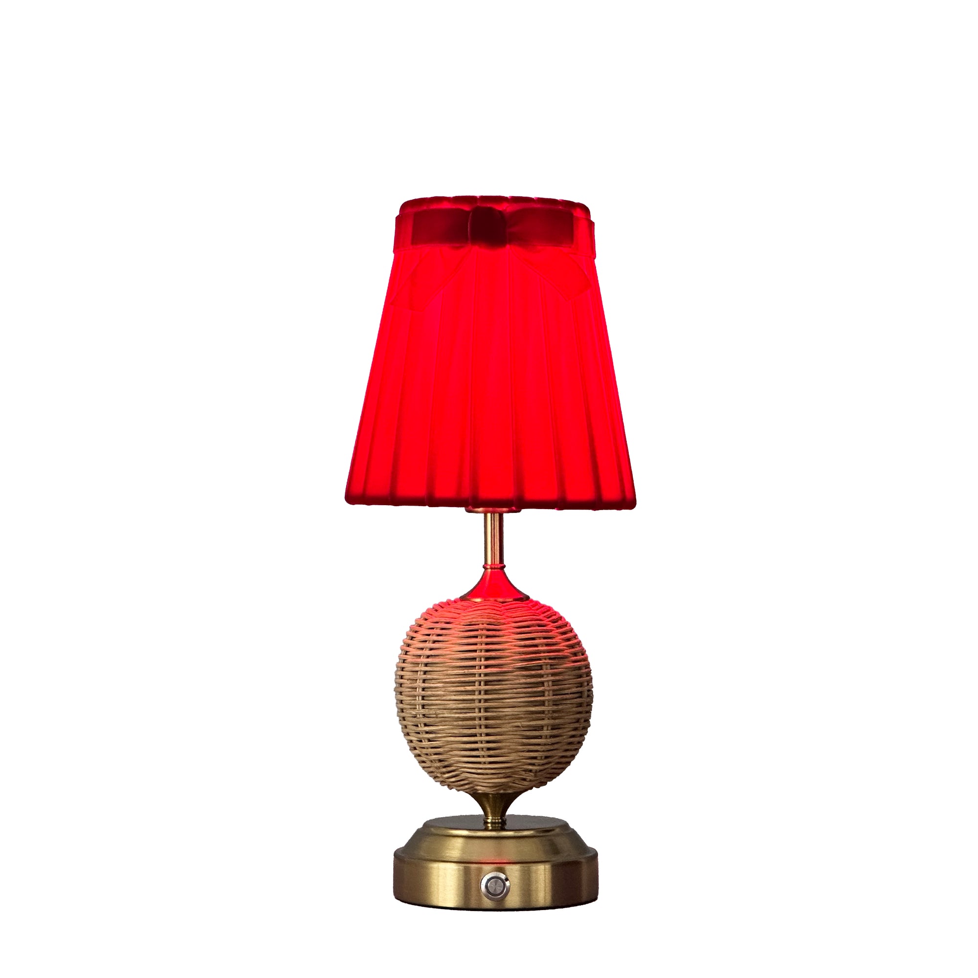 RADEN WICKER Rechargeable Lamp with 5.1" Marilyn Velvet Lampshade