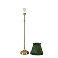 METALL Rechargeable Lamp With Olive Green Frilled Fabric Lampshade