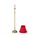 METALL Rechargeable Lamp With Red Brick Frilled Fabric Lampshade