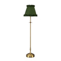 METALL Rechargeable Lamp With Olive Green Frilled Fabric Lampshade