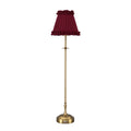 METALL Rechargeable Lamp With Red Wine Frilled Fabric Lampshade