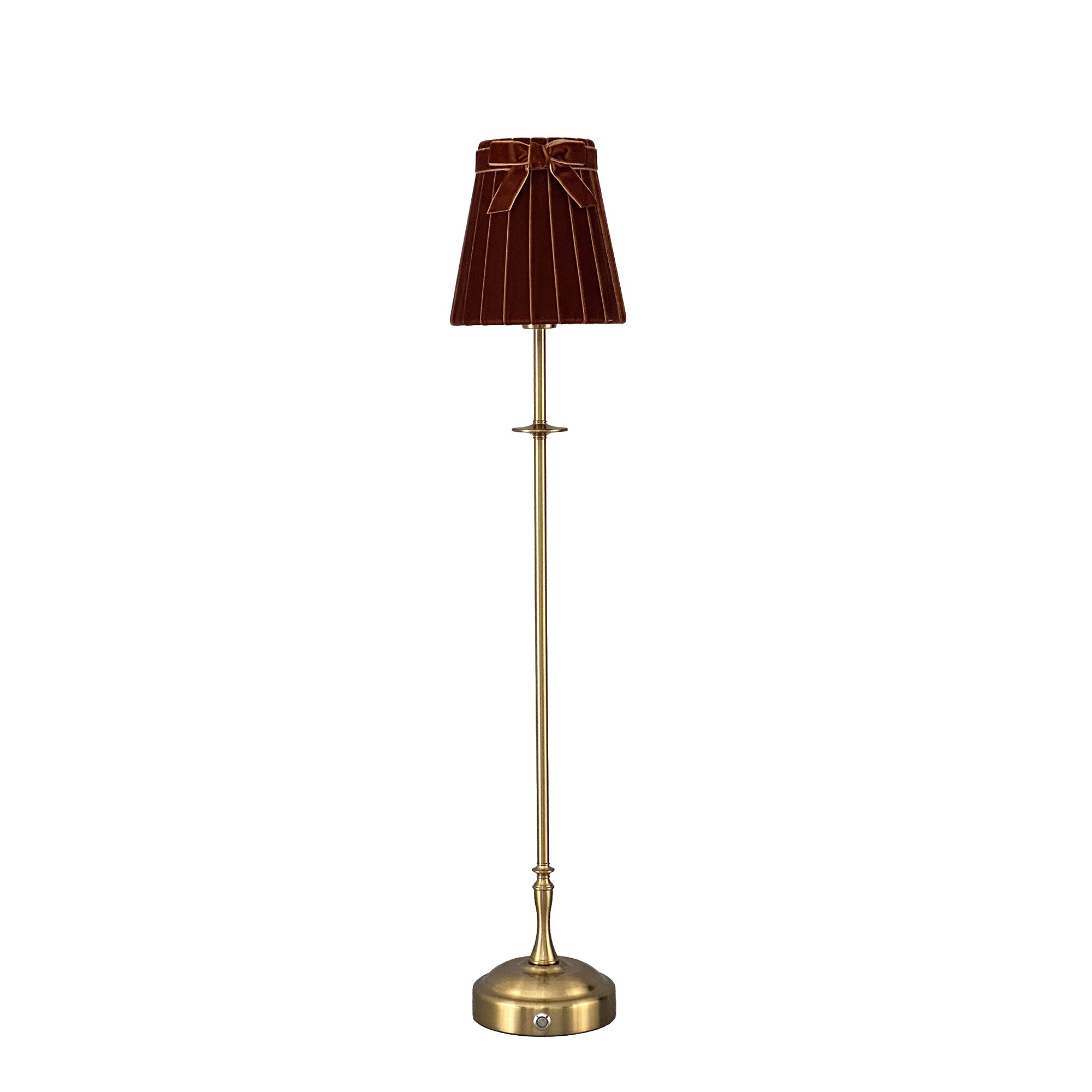 METALL Rechargeable Lamp With 5.5" Burnt Orange Velvet Lampshade