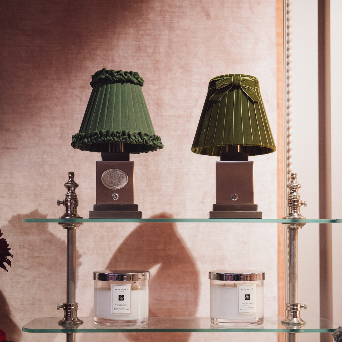 Olive Green Frilled Fabric Lampshade