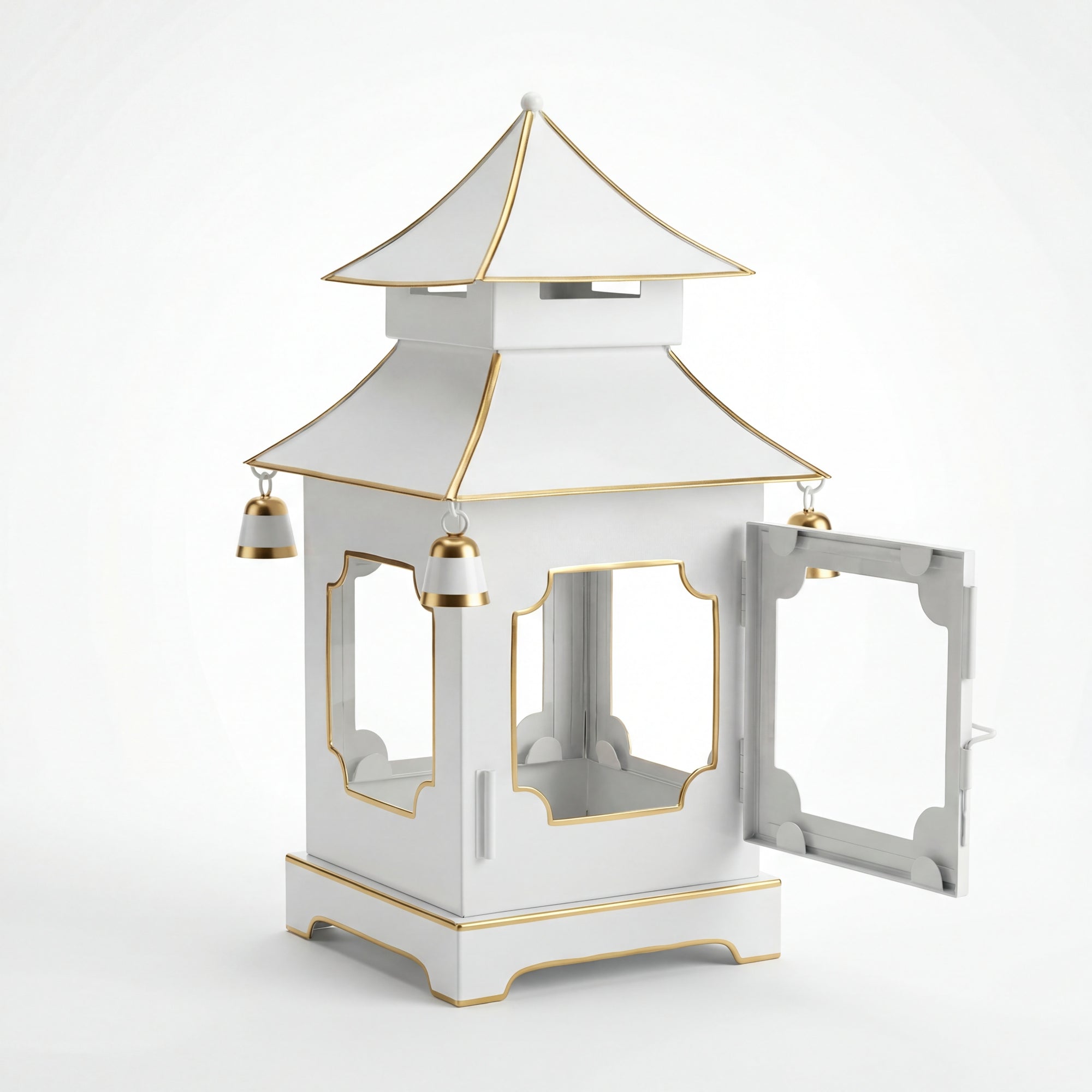 CHINOISERIE IVORY PAGODA LANTERN 13"