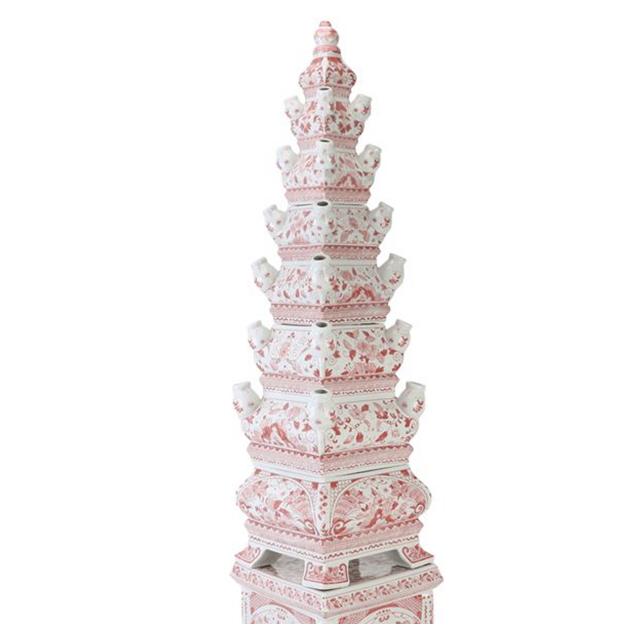 FIVE-LAYER 31.3" Tulip Pyramid Vase in Delft Pink