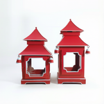 CHINOISERIE Red Pagoda Lantern Set of 2
