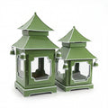 CHINOISERIE Green Pagoda Lantern Set of 2