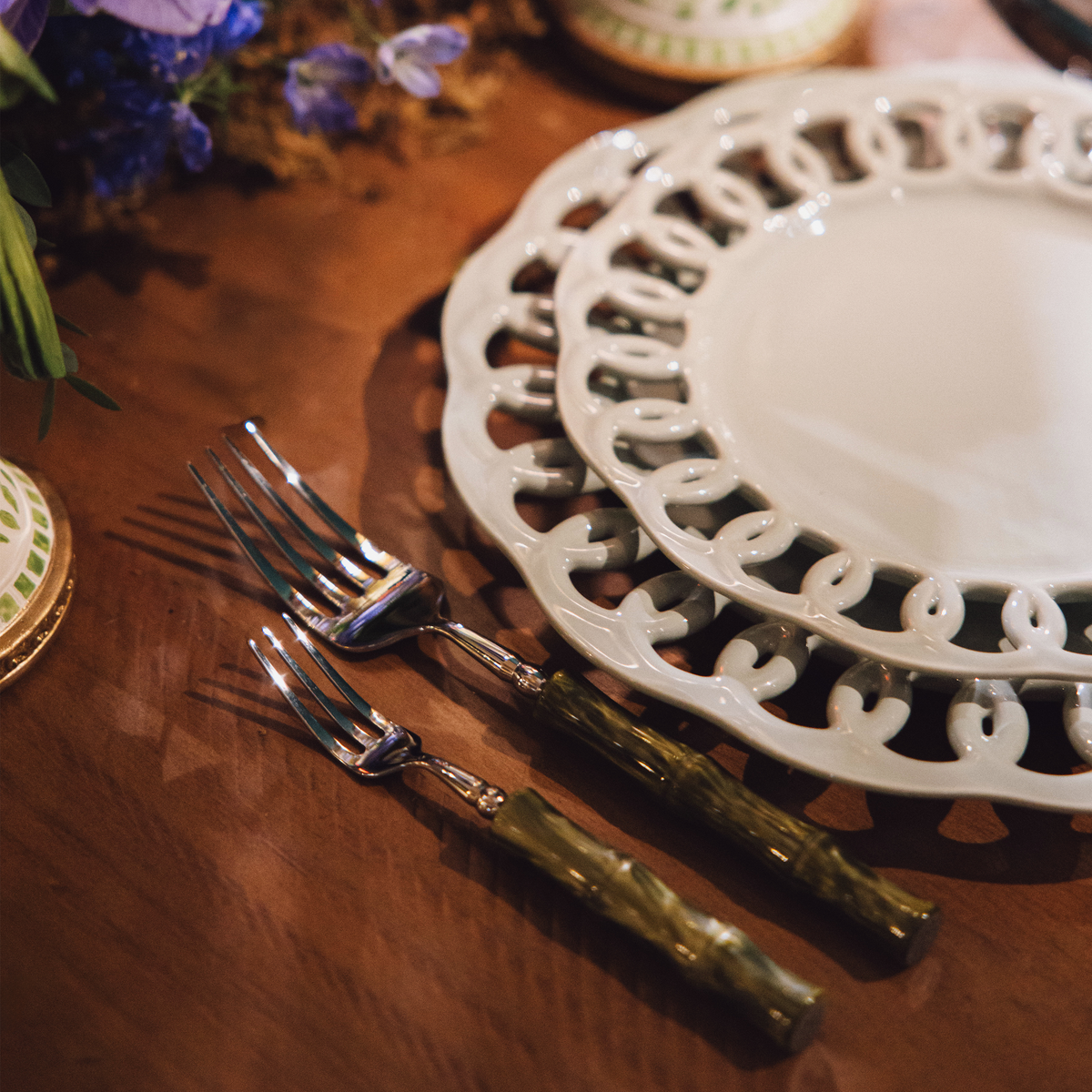 Green Marble Flatware Set for 4