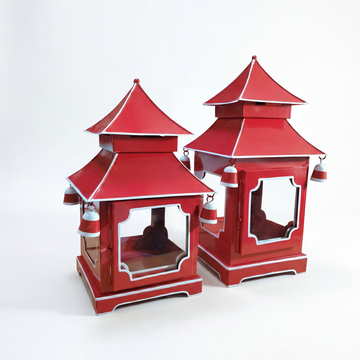 CHINOISERIE Red Pagoda Lantern Set of 2