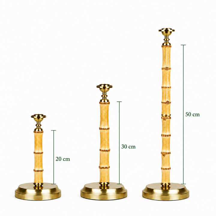 Cordless table lamp with natural bamboo pole