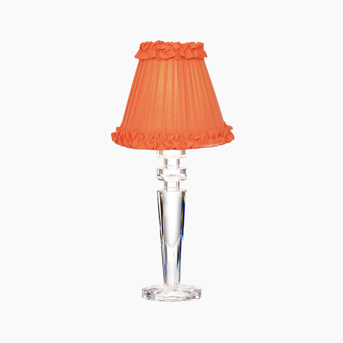 ARTHUR Rechargeable Lamp with Vermilion Frilled Fabric Lampshade