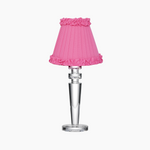 ARTHUR Rechargeable Lamp with Fuchsia Frilled Fabric Lampshade