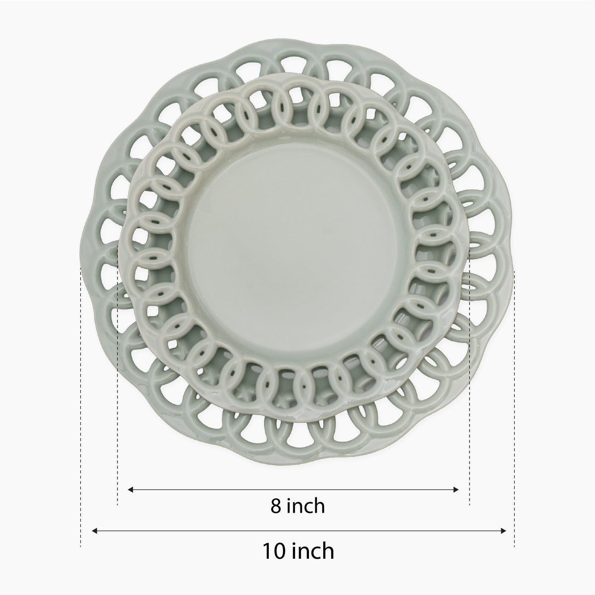 Sage Green Dinner and Salad Plates Set for 4