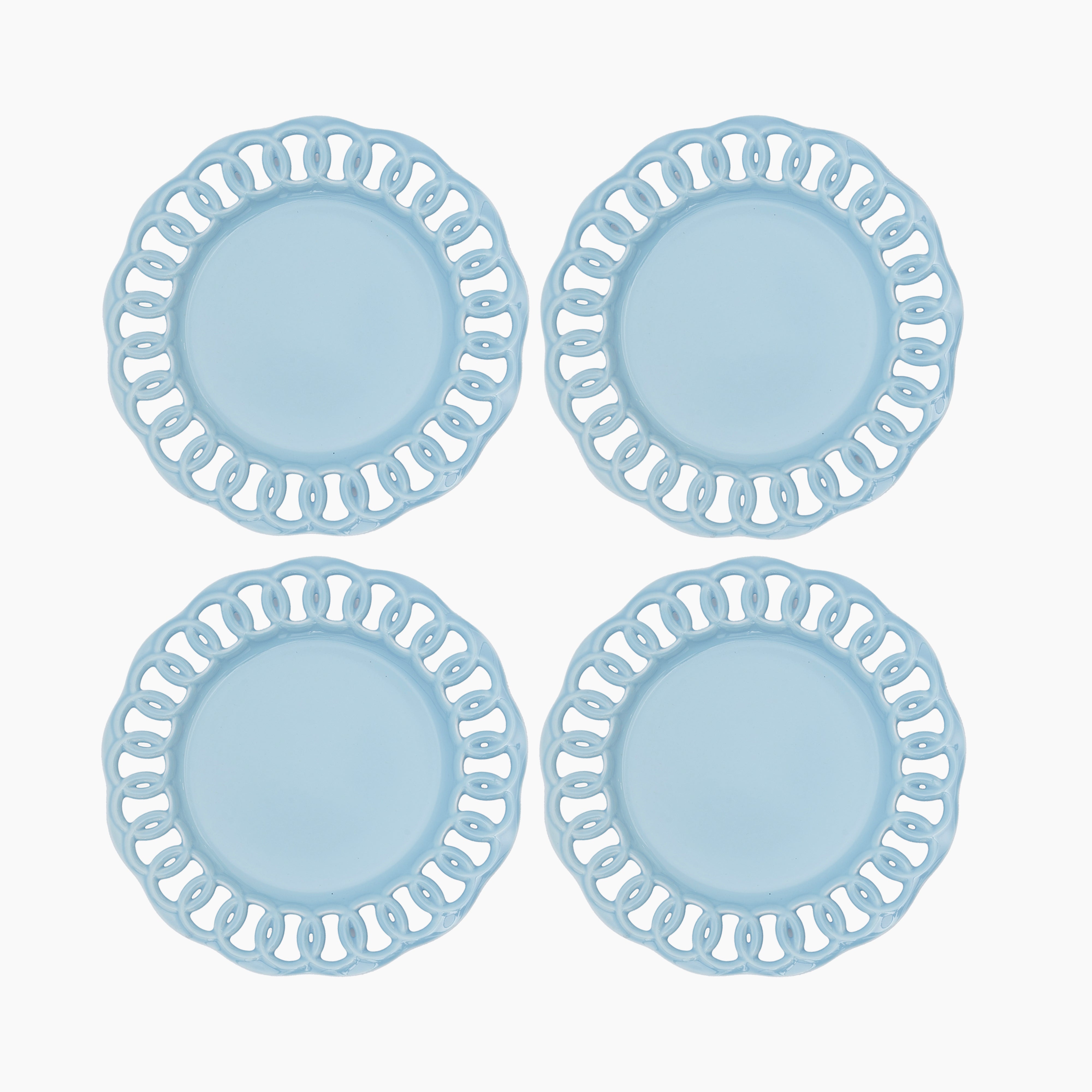 Baby Blue Ceramic Dinner Plates Set of 4