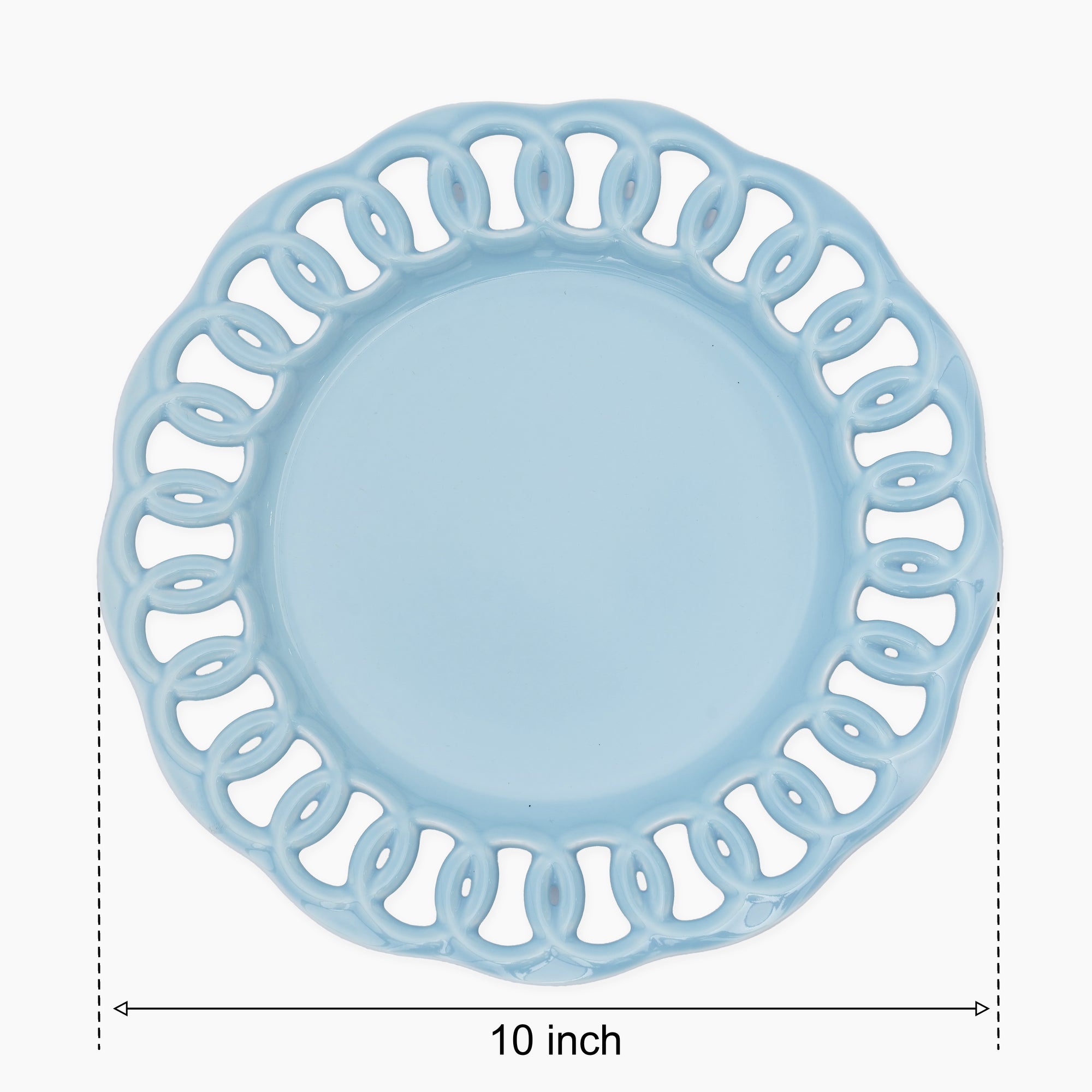 Baby Blue Ceramic Dinner Plates Set of 4