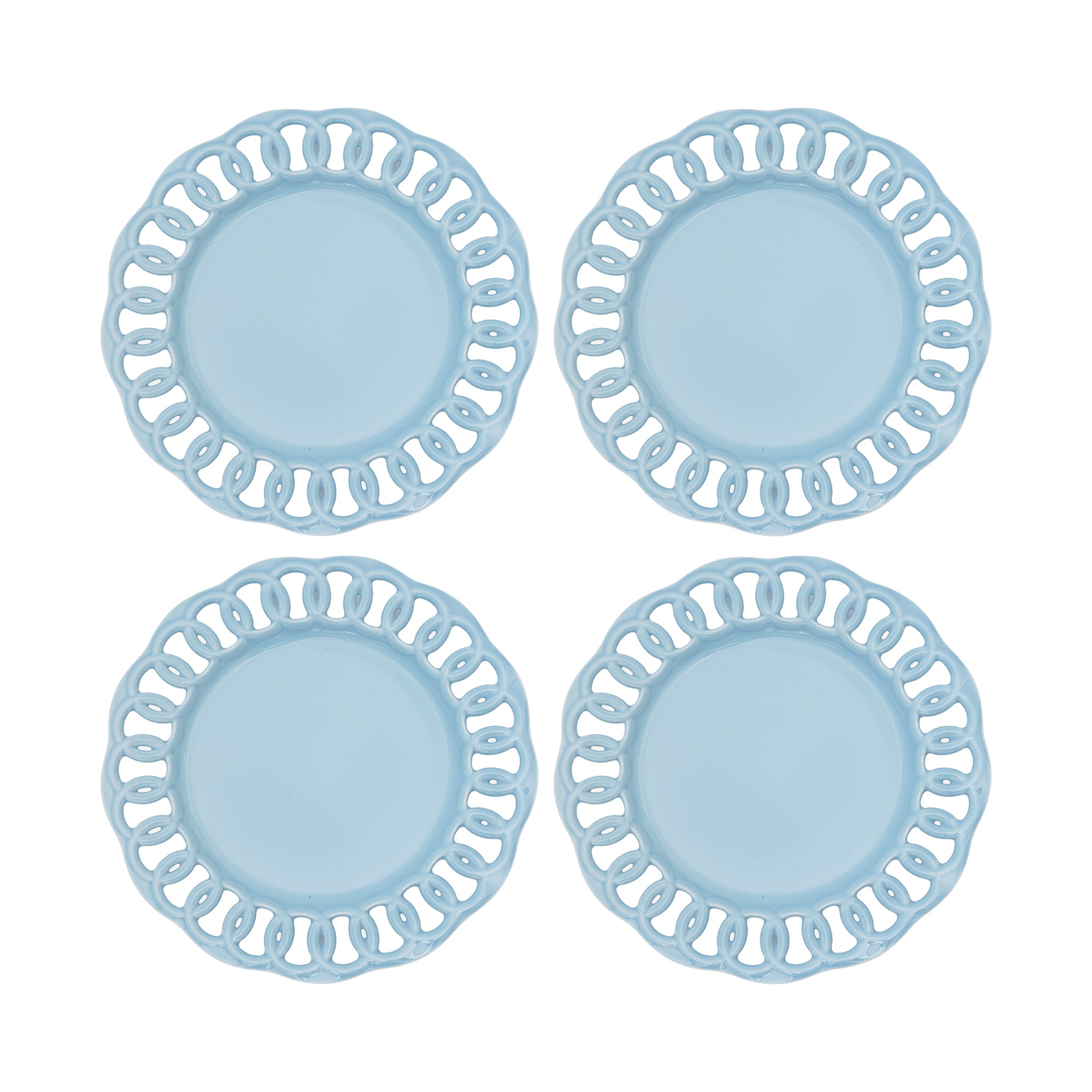 Baby Blue Ceramic Dinner Plates Set of 4