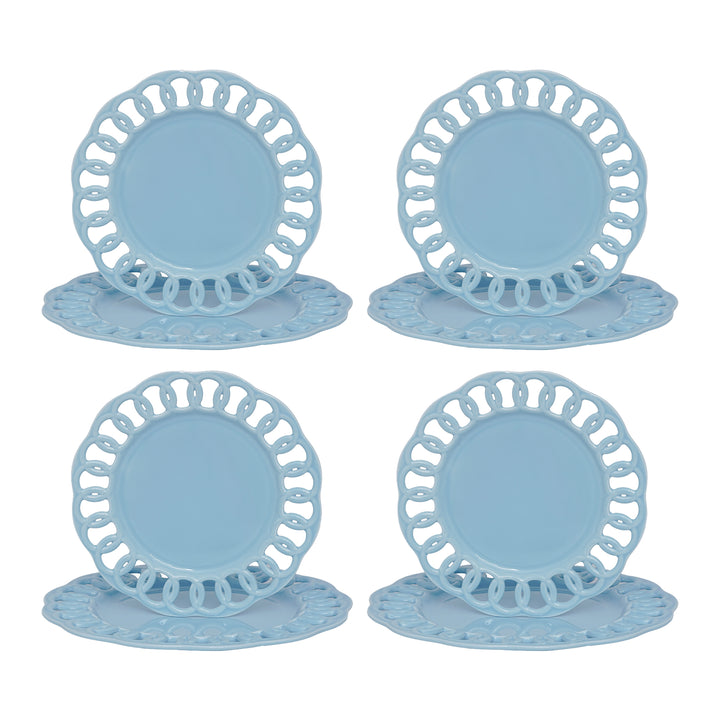 Baby Blue Dinner and Salad Plates Set for 4
