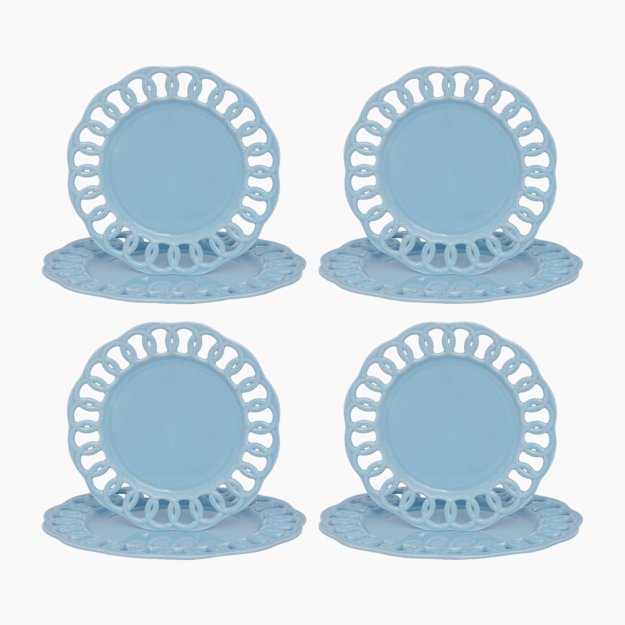 Baby Blue Dinner and Salad Plates Set for 4