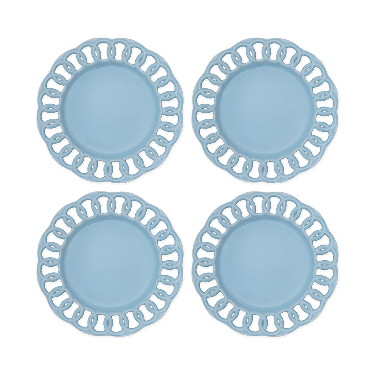 Baby Blue Ceramic Salad Plates Set for 4