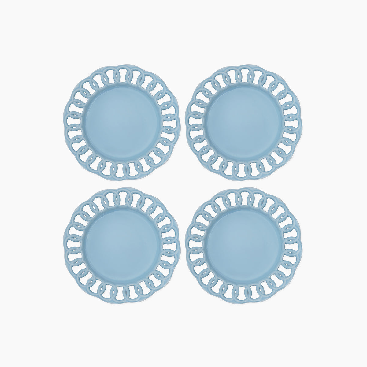 Baby Blue Ceramic Salad Plates Set for 4