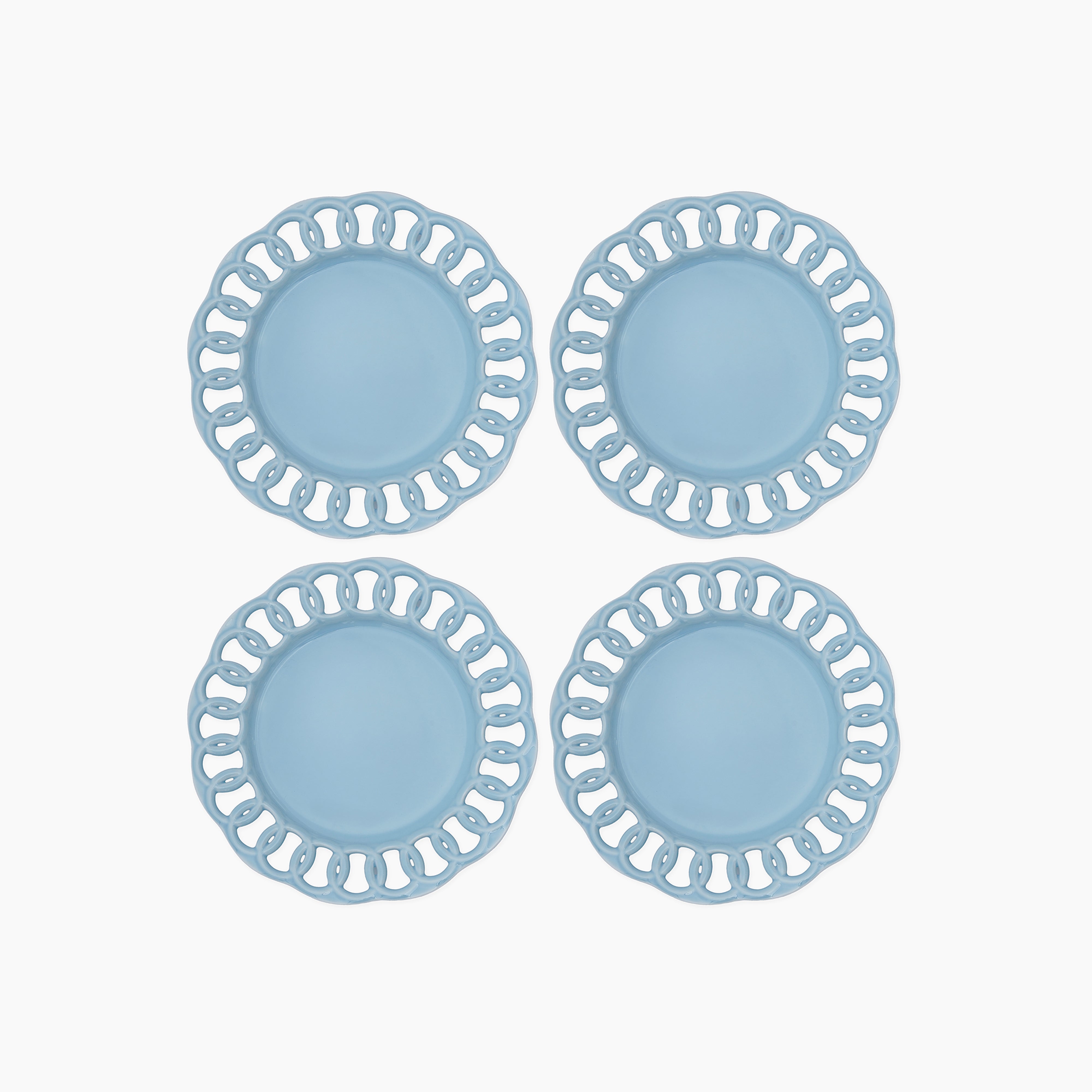Baby Blue Ceramic Salad Plates Set of 4