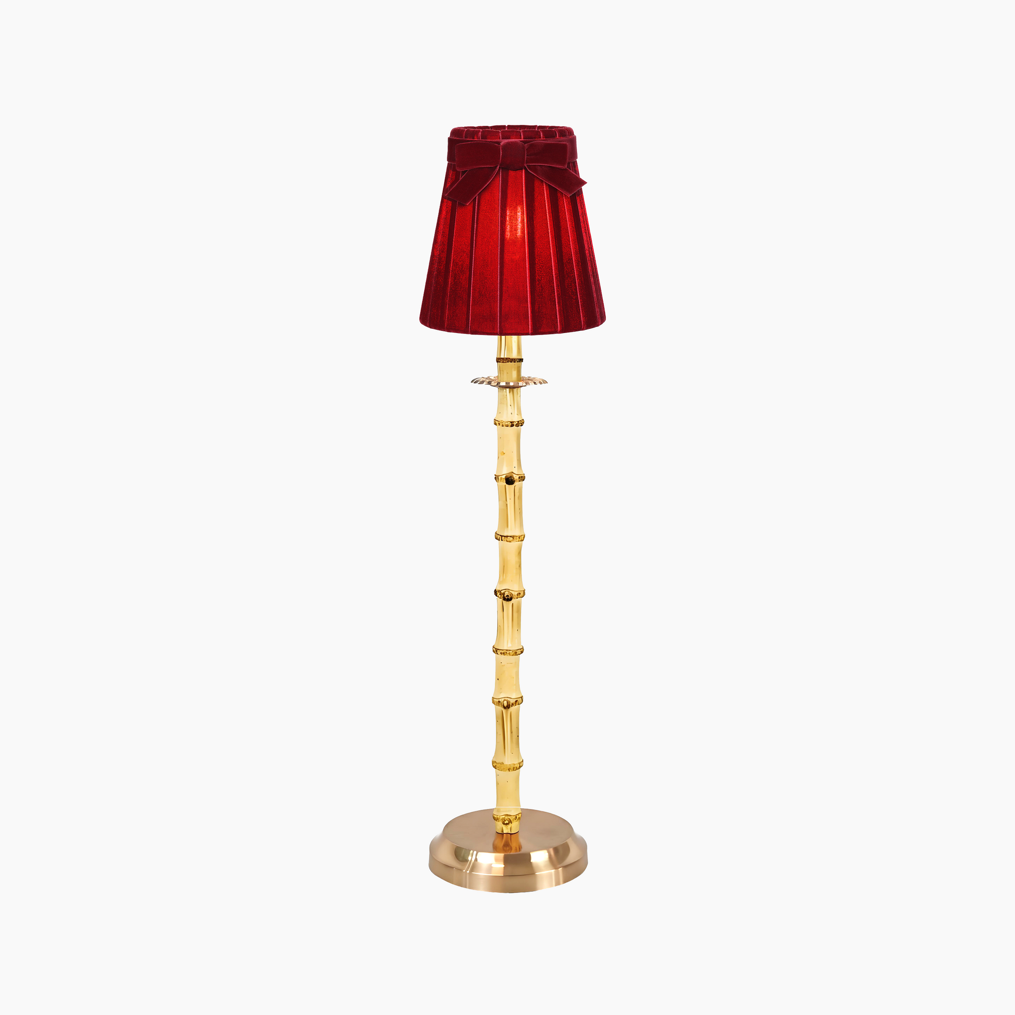 NATURAL BAMBOO Rechargeable Lamp With Vampire Velvet Lampshade (5.5")